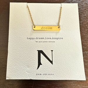 NWT Jook & Nona "Dream" Tag Necklace 18k gold plated